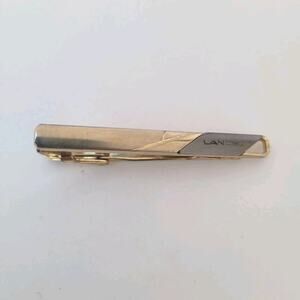 Lancel Two Tone Tie Clasp Tack Clip‎ Bar Silver Gray Gold French Designer